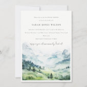 水彩雪山風景 ブライダルシャワー 招待状 (正面)