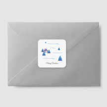 水彩雪景色ステッカー