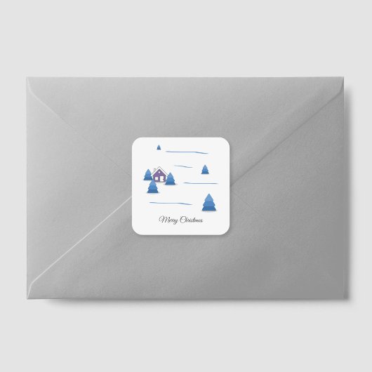 水彩雪景色ステッカー スクエアシール