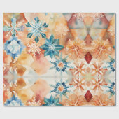 水彩雪片クリスマスラッピング紙 ラッピングペーパー (フラット)