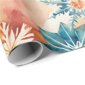 水彩雪片クリスマスラッピング紙 ラッピングペーパー (ロールコーナー)