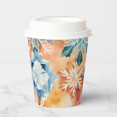 水彩雪片クリスマス紙カップ 紙コップ (正面)