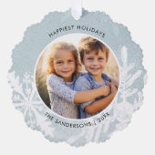 水彩雪片ハッピーホリデーズカスタム写真 オーナメントカード (正面)
