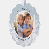 水彩雪片ハッピーホリデーズカスタム写真 オーナメントカード (左)