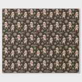 水彩雪片ブラウンプードルドッグクリスマス ラッピングペーパー (フラット)