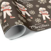 水彩雪片ブラウンプードルドッグクリスマス ラッピングペーパー (ロールコーナー)