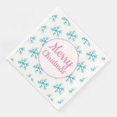 水彩雪片メリークリスマスナプキンズピンク (コーナー)