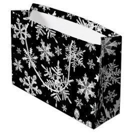 水彩雪片ラッピング ラージペーパーバッグ