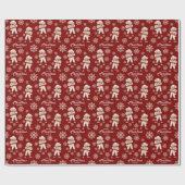 水彩雪片レッドプードルドッグクリスマス ラッピングペーパー (フラット)