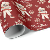 水彩雪片レッドプードルドッグクリスマス ラッピングペーパー (ロールコーナー)