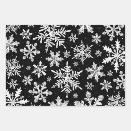 水彩雪片包み紙シート ラッピングペーパーシート