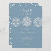 水彩雪片 | スクリプト婚約パーティ 招待状 (正面/裏面)
