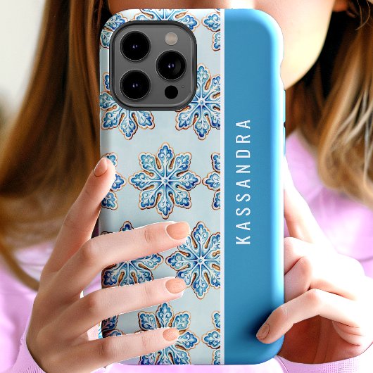 水彩雪片Cookieの名パーソナライズされた前 Case-Mate iPhoneケース