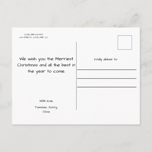 水彩雪玉の家クリスマス ポストカード (裏面)