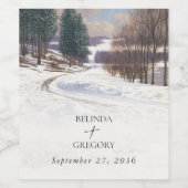 水彩雪結婚景 ワインラベル (シングルラベル)