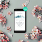 水彩雪結婚松 招待状