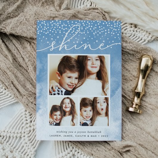 水彩雪 | Hanukkahフォトコラージュカード シーズンカード