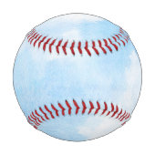 水彩雲と空の背景 野球ボール (裏面)