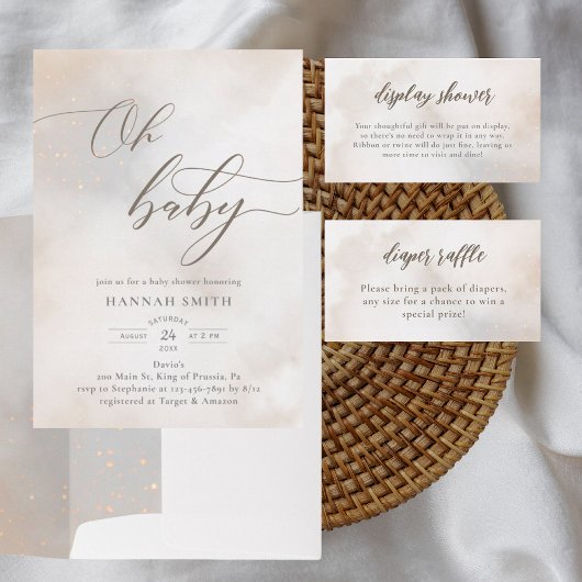 水彩雲のオベビーシャワー 招待状