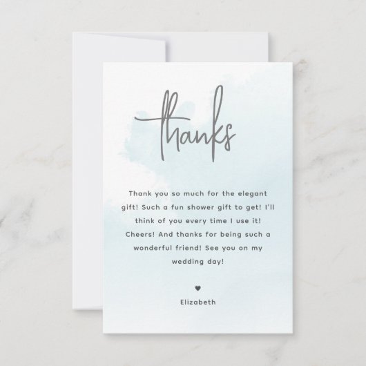 水彩雲ブライダルシャワーサンキューカード サンキューカード (正面)