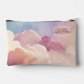 水彩雲ブラック金ゴールドモノグラム名スクリプト アクセサリーポーチ (裏面)