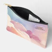 水彩雲ブラック金ゴールドモノグラム名スクリプト アクセサリーポーチ (見開き)