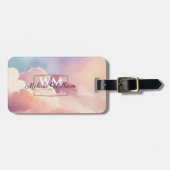 水彩雲白黒モノグラム名 ラゲッジタグ (正面横)