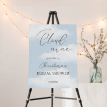 水彩雲9ブライダルシャワーブルーウェルカムサイン