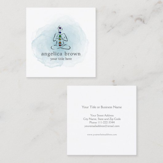 水彩霊気マスターとチャクラ名刺 スクエア名刺 (正面/裏面)