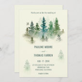 水彩霧の森レトロ素朴結婚ズ 招待状 (正面/裏面)