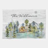 水彩霧素朴の森マウンテンキャビン キッチンタオル (横)