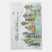 水彩霧素朴の森マウンテンキャビン キッチンタオル (縦)