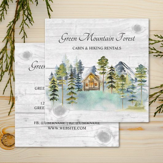 水彩霧素朴の森マウンテンキャビン スクエア名刺