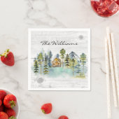 水彩霧素朴の森マウンテンキャビン スタンダードカクテルナプキン (インサイチュ)