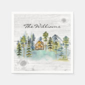水彩霧素朴の森マウンテンキャビン スタンダードカクテルナプキン (正面)