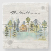 水彩霧素朴の森マウンテンキャビン ストーンコースター (正面)