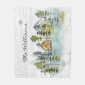 水彩霧素朴の森マウンテンキャビン フリースブランケット (正面)