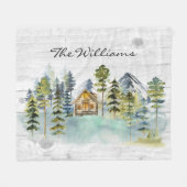 水彩霧素朴の森マウンテンキャビン フリースブランケット (正面(横))
