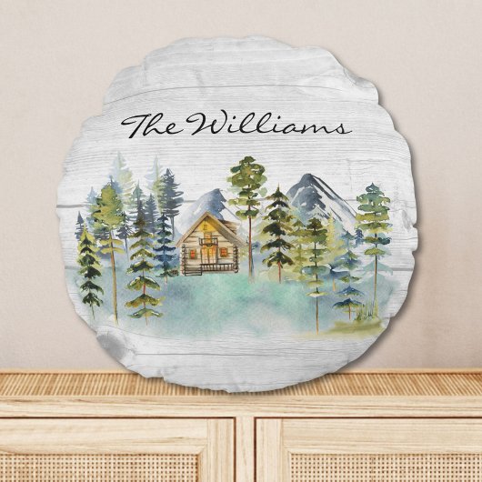 水彩霧素朴の森マウンテンキャビン ラウンドクッション