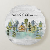 水彩霧素朴の森マウンテンキャビン ラウンドクッション (正面)