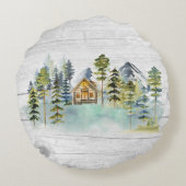 水彩霧素朴の森マウンテンキャビン ラウンドクッション (裏面)