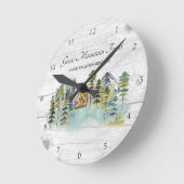 水彩霧素朴の森マウンテンキャビン ラウンド壁時計 (傾斜)