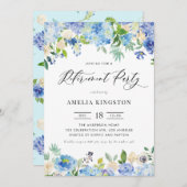 水彩青あじさいガーランドリタイアメントパーティー 招待状 (正面/裏面)