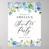 水彩青あじさい甘い16パーティーへようこそ ポスター (正面)