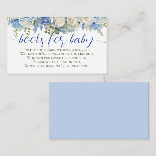 水彩青あじさい花ブックスベビー エンクロージャーカード (正面/裏面)