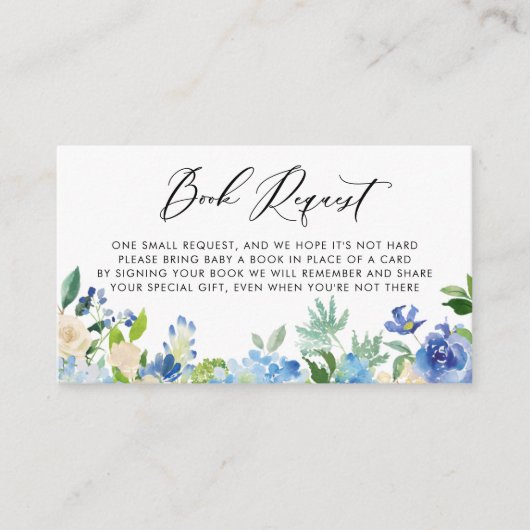 水彩青あじさい花ブックスベビー エンクロージャーカード (正面)