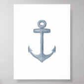 水彩青いかりプリント ポスター (正面)