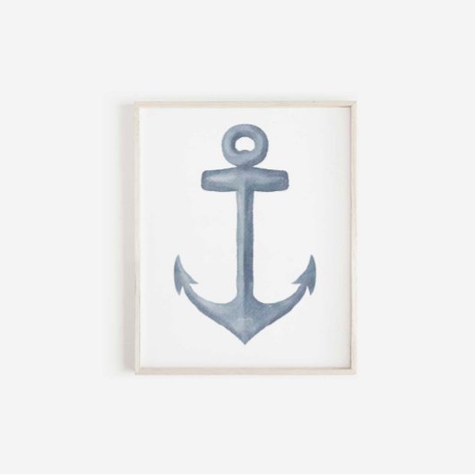 水彩青いかりプリント ポスター