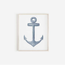 水彩青いかりプリント ポスター