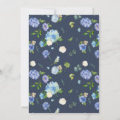 水彩青いアジサイの花輪 赤ちゃん祝福 招待状 (裏面)